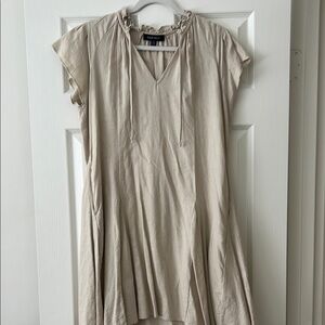 Tan linen women’s swing dress